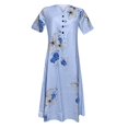 thumbnail image 2 of Robe de Plage Femme Décontractée à Manches Courtes Robes Taille Empire Robe sous le Genou Poches, 2 of 5