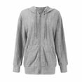 thumbnail image 3 of Kixjoy Zip Up Sweaters for Women Long Sleeve Fashion Plus Size Hoodies Winter Lightweight Hooded Sweatshirts Casual Basic Loose Fit Cardigan Sweaters for Women with Pockets, Gray S, 3 of 6