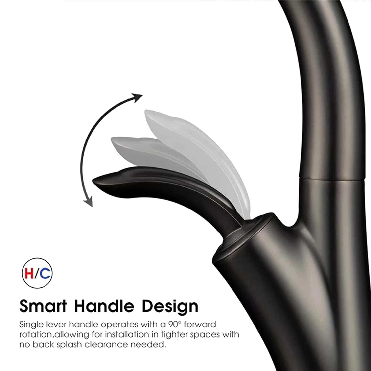 Kitchen Faucet Pull Out Brass Kitchen Sink Tap with Dual Function Sprayer, 360° Swivel High Arc Kitchen Faucet Single Handle Cold and Hot Water Mixer Tap,Black
