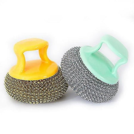 

2 Pcs Household Steel Wire Ball Brush Pot Artifact Non-stick Oil Kitchen Pot