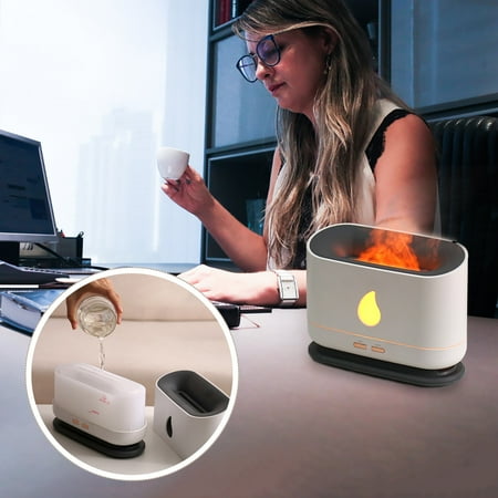 

Kehuoyezai Humidifiers For Bedroom Vaporizer Simulation Flame Humidifier Home Office Desktop 3D Flame Aroma Machine