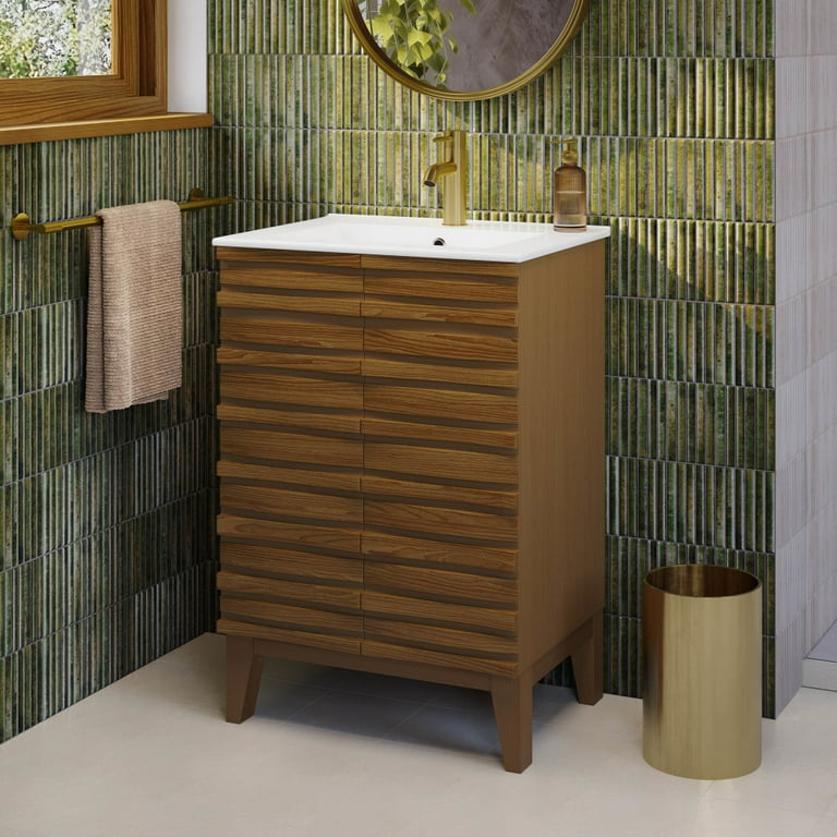 pui 24 ナイデッカー CASCADE W 23.5 Cascade 24 '' Bathroom Vanity in Brown Oak - Walmart.com