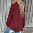 thumbnail image 4 of Womens V Neck Oversized Sweaters 2022 Fall Long Sleeve Pullover Loose Knit Comfy Jumper Tunic Sweater Tops, 4 of 5