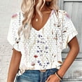 thumbnail image 5 of Women Tops Summer 2024 Casual Short Sleeve T Shirts Loose Soft V Neck Solid Color Basic Tunics Blouse Lightweight Breathable Ladies Going Out Tops Daily Wear Tees Work Blouses, 5 of 7