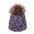 thumbnail image 5 of 2pcs Winter Women Pompon Beanie Hat Scarf Set Leopard Spots Outdoor Warm Faux Fur Pom Pom Hedging Caps for Girls, 5 of 16
