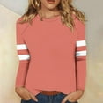 thumbnail image 3 of Scyoekwg Womens Clothes Long Sleece Loose Dressy Casual Round Neck Raglan Sleeves Tunic Tops Stitching Graphic Tops Long Sleeve Trendy Y2k Clothes Pullover Tops(Watermelon Red,L), 3 of 5