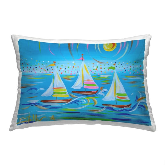 Stupell Industries Blue Modern Sailboats Decorative Printed Throw Pillow, 14 x 20