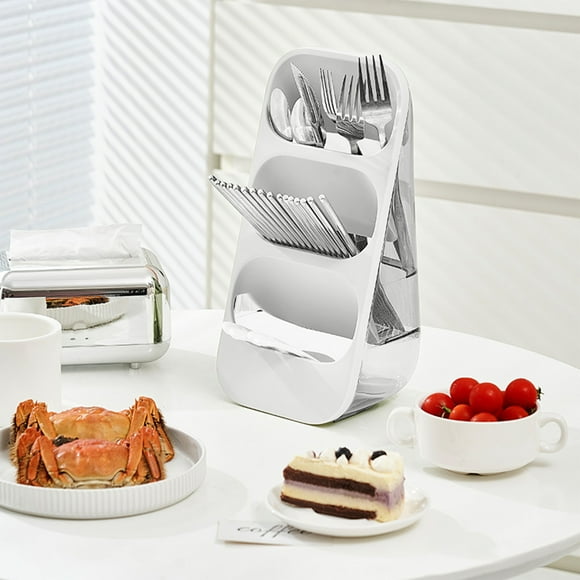 Fiudx Caja para Guardar Palillos, Organizador Multicapa, Base con Drenaje, Organizador para Cubiertos, Tenedores y Cucharas, Esencial para La Encimera de La Cocina, Solución Práctica de Almacenamient