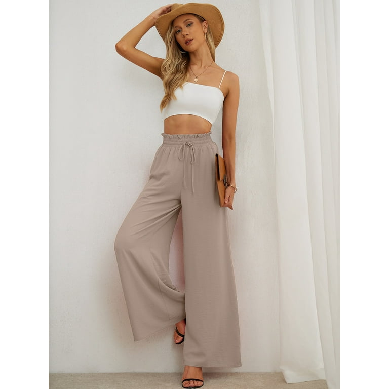 SHOWMALL Women's Wide Leg Pants Palazzo Pants Wheat M SHOWMALL Women's Wide Leg Pants Palazzo Pants Wheat M