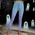 thumbnail image 5 of YOIAVAIOY Womens Novelty Halloween Leggings Black Cat Ghost Pumpkin Print Workout Fitness Running Tights Buttery Soft Ankle Length Yoga Pants Blue M, 5 of 9