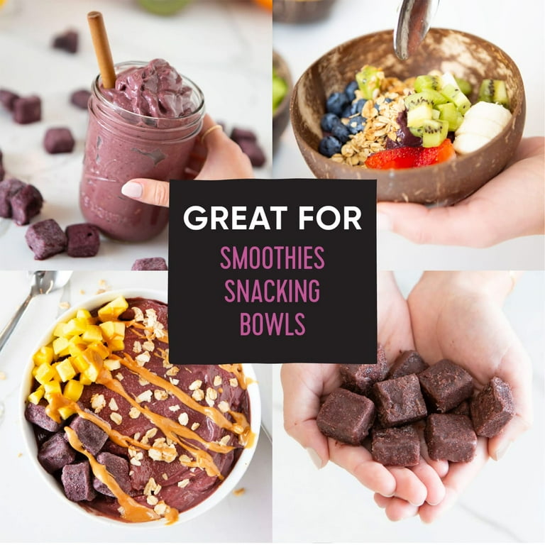 Pitaya Foods Frozen Acai Berry Pieces, Pure Unsweetened Organic Frozen Fruit For Smoothies, 12 oz. bag