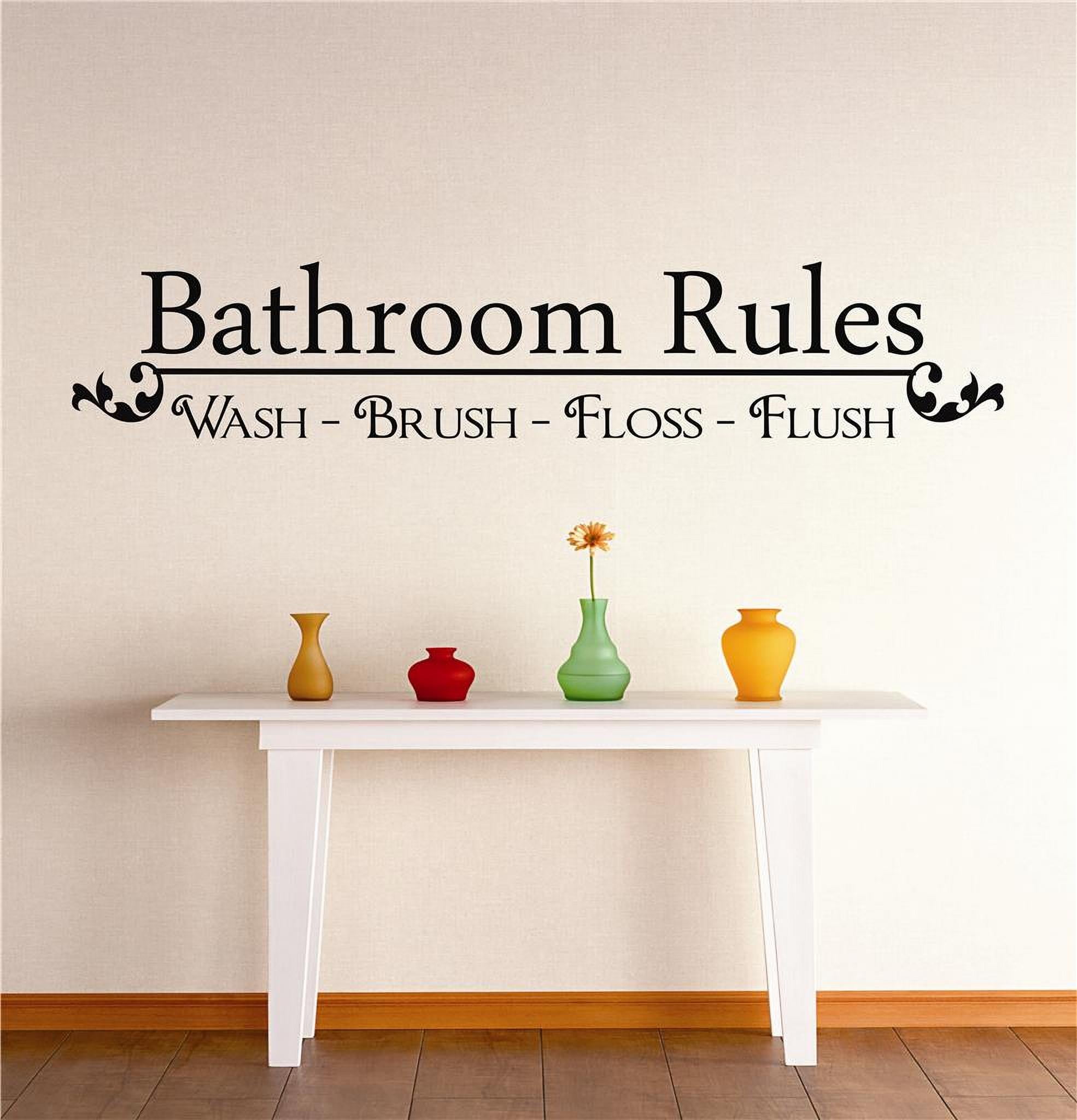 Design With Vinyl Bath Rules Wash Brush Floss Flush Tub Artwork Bubbles ...