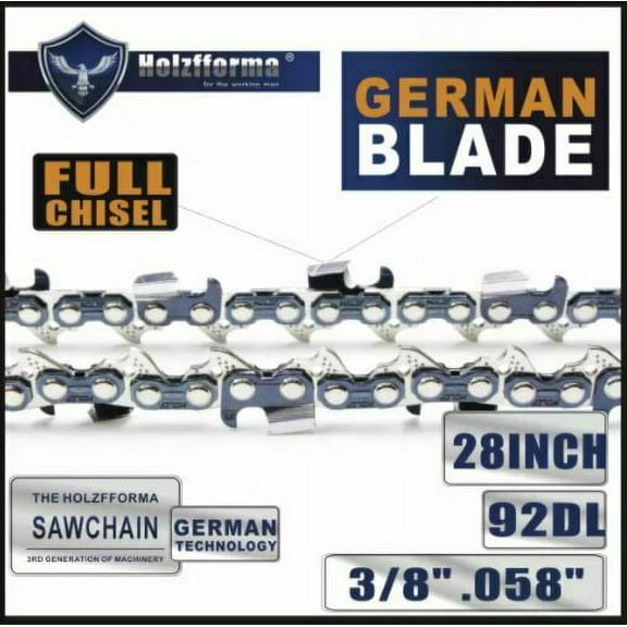 Holz 3/8 .058 28inch 92 Drive Links Full Chisel Saw Chain