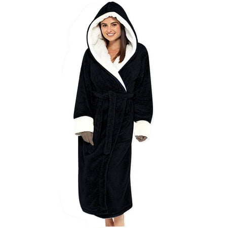 

Pajamas for Women SHOPESSA Unisex Winter Women Lengthened Plush Shawl Bathrobe Long Sleeve Robe Hooded Coat Robes Family Gifts Great Gift for Less on Clearence