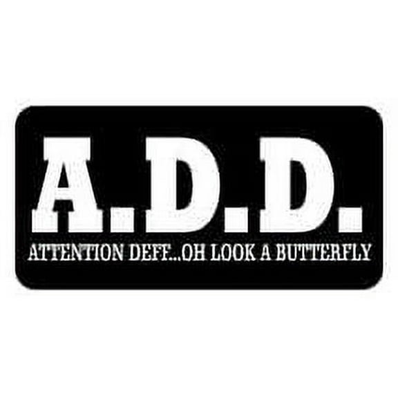 Pair of ADD Attention funny hard hat/helmet vinyl decal sticker