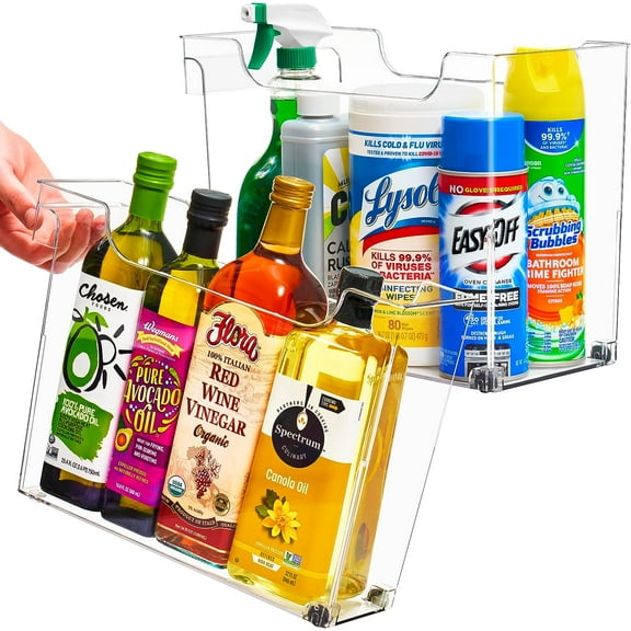 Sorbus Roll-Out Bins with Wheels & Handles - 2 Sizes - Clear Plastic Containers for Kitchen, Pantry, Laundry, & Under Sink - Ideal for Cleaning Supplies & Cabinet Storage