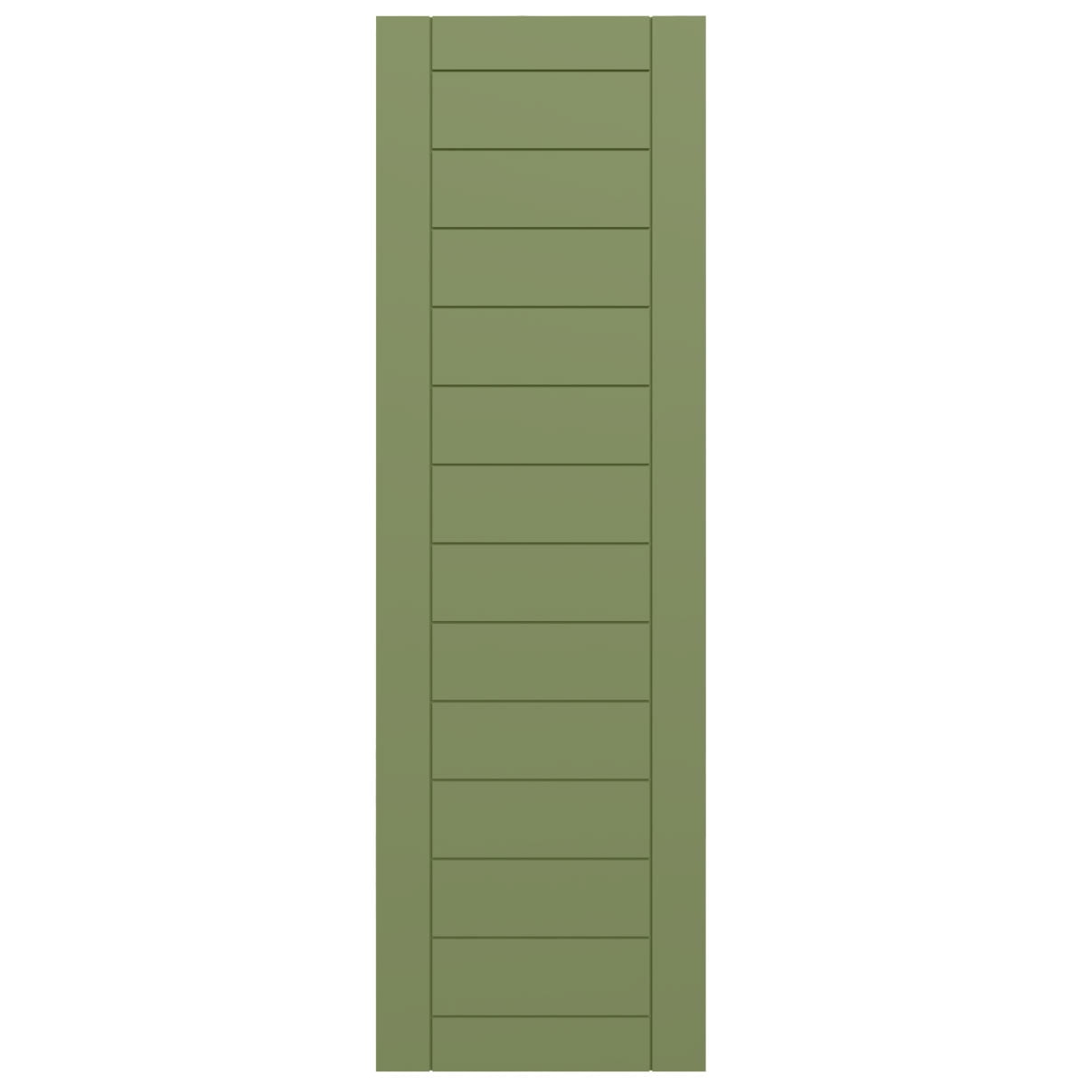 Ekena Millwork 15"W x 53"H True Fit PVC Horizontal Slat Framed Modern Style Fixed Mount Shutters, Moss Green (Per Pair - Hardware Not Included)