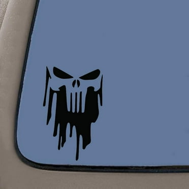 Painted Punisher Decal | 7 Inches By 4.4 Inches | Black Vinyl Decal | Car Truck Van SUV Laptop Macbook Wall Decals