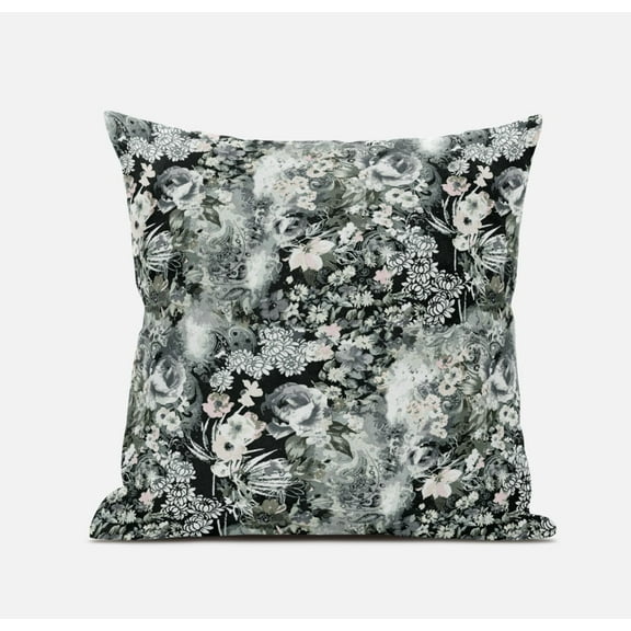20" Gray White Springtime Suede Throw Pillow