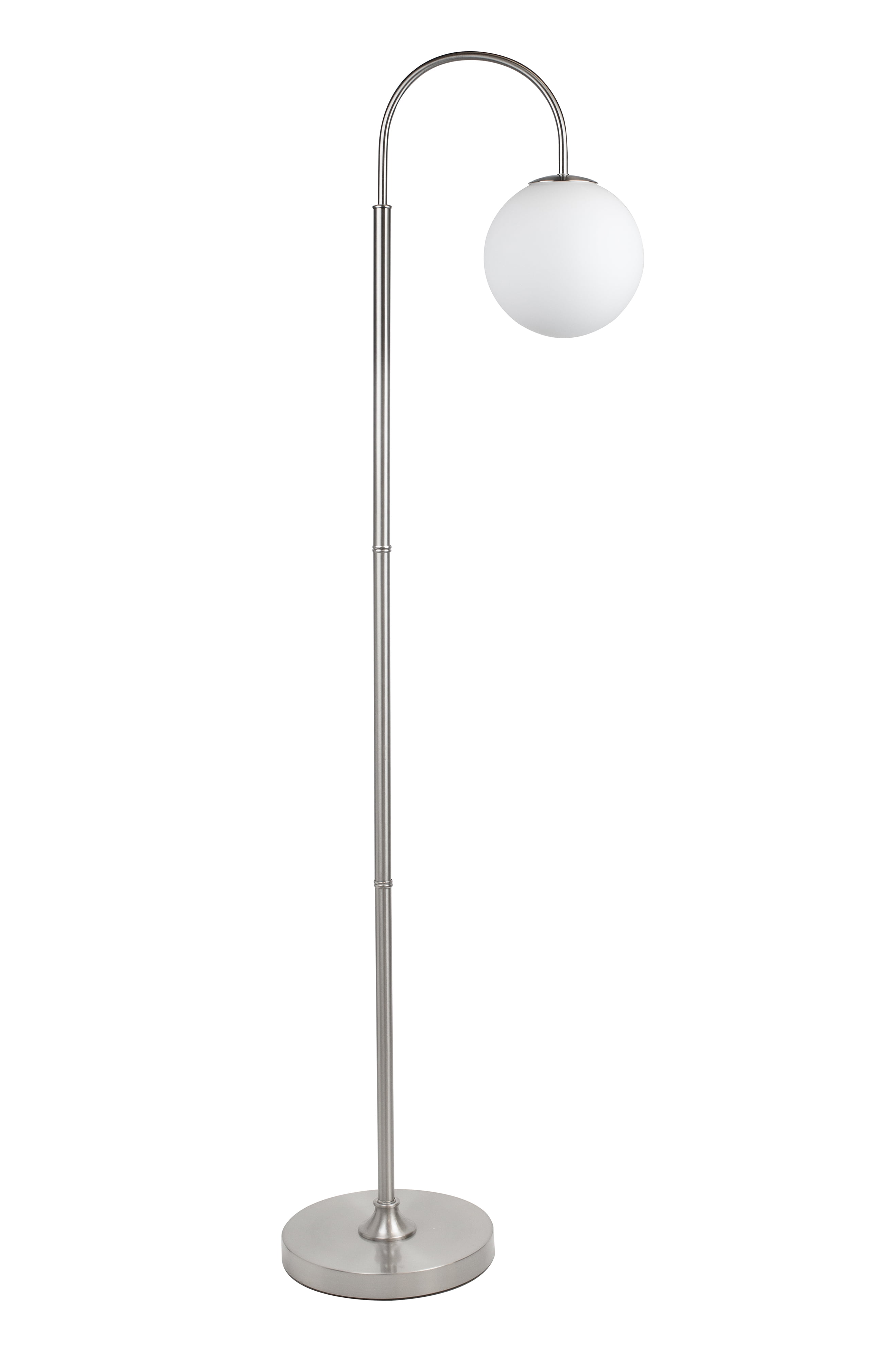 60" Brushed Nickel Arc Floor Lamp w/ Globe Shade