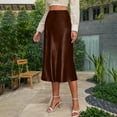 thumbnail image 4 of Levmjia Women's Satin Midi Skirt Elegant A-Line Silk High Waisted Side Zipper Stretch Comfortable Casual Work Office Long Skirt, 4 of 9