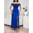 thumbnail image 3 of Royal Blue Sequin Mesh Lace Trim Fitted Maxi Dress For Women Evening Party Wedding Guest Dress, 3 of 8