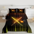 thumbnail image 2 of Manfei Lightsaber Bedding Comforter Set,Teens Colorful Neon Twin Comforter Sets,Yellow Stripe Line Bedding Set For Boys Kids,Microfiber Bedroom Decor Reversible,2pcs, 2 of 8