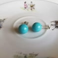 thumbnail image 2 of K-KED Sleep Beauty Color Turquoise shell pearl 10mm Stud Earrings Solid 925 Silver, 2 of 3