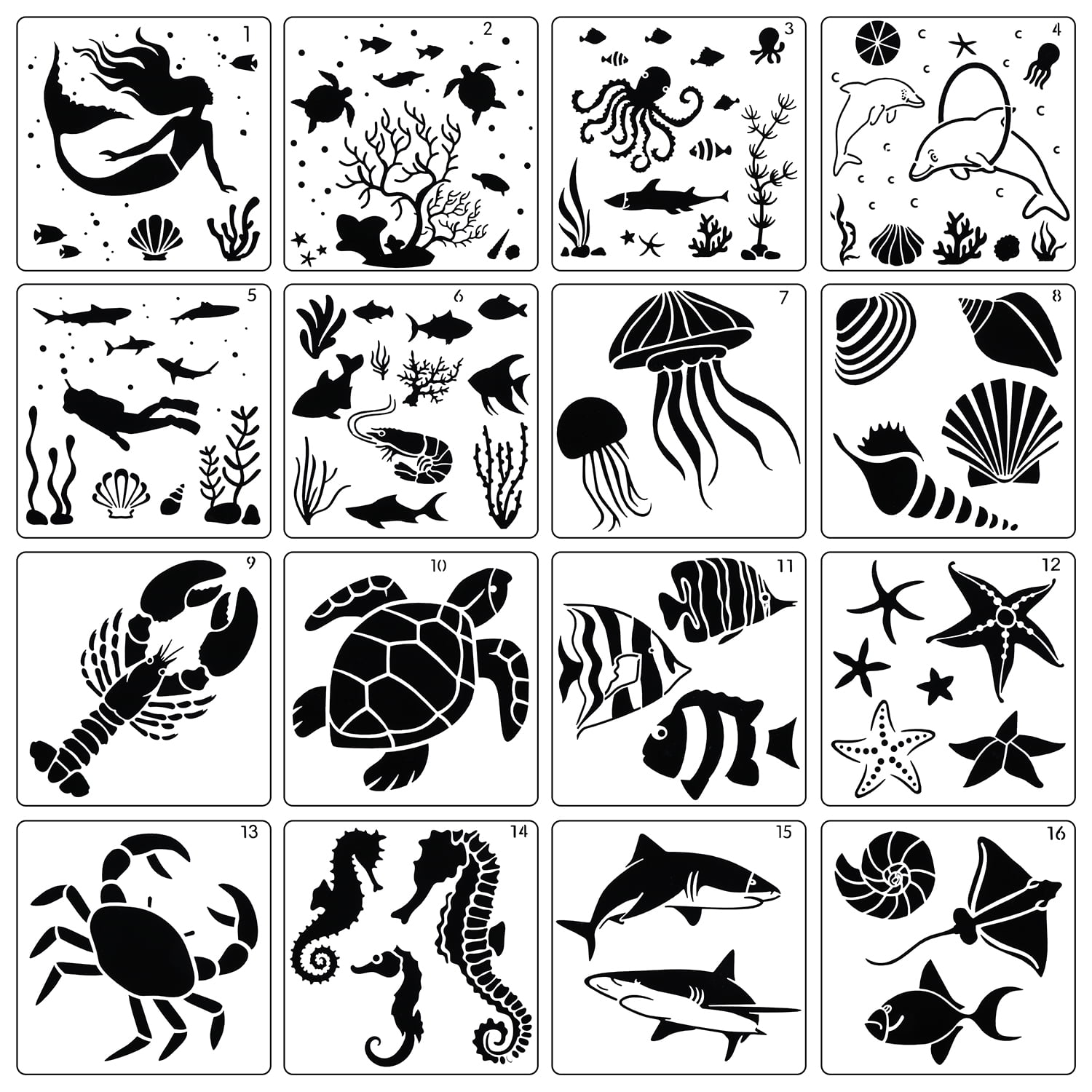 16/20PCS DIY Gift Seahorse Jellyfish Crafts Painting On Wood Sea Creatures Stencils Ocean Animal Templates Wall Fabric Scrapbooking 16PCS 16PCS - 16/20PCS DIY Gift Seahorse Jellyfish Crafts Painting On Wood Sea Creatures Stencils Ocean Animal Templates Wall Fabric Scrapbooking 16PCS 16PCS -