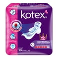 thumbnail image 1 of Toallas femeninas Kotex Nocturna extra larga con alas flujo súper abundante 30 piezas, 1 of 6