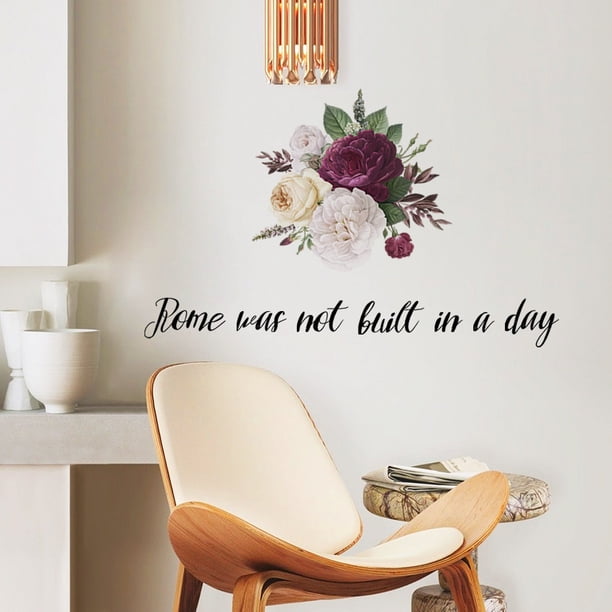 Vinilo decorativo de pared romántico con flores removibles | Adhesivo de pared de rosa 3D desmontable | Decoración de pared DIY para dormitorio, sala de estar y habitación de niñas