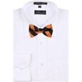 thumbnail image 2 of Mens College Striped Pre-Tied Bow Tie - Orange Black, 2 of 3