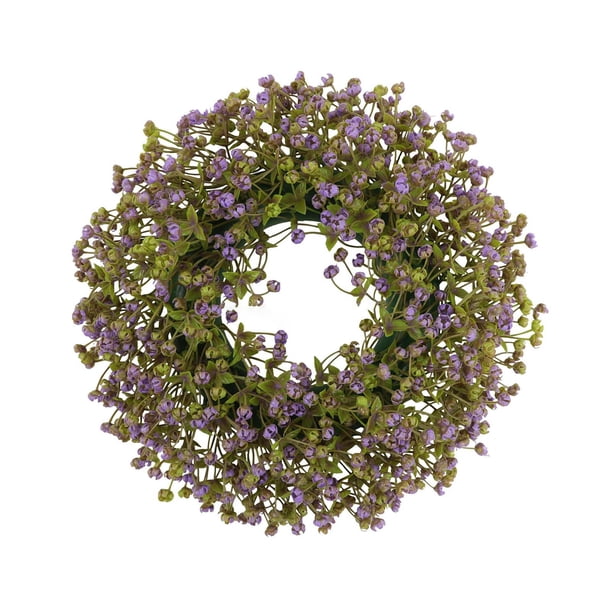 Corona de puerta elegante y vívida, decorativa, de flores artificiales, corona de verano para Violeta