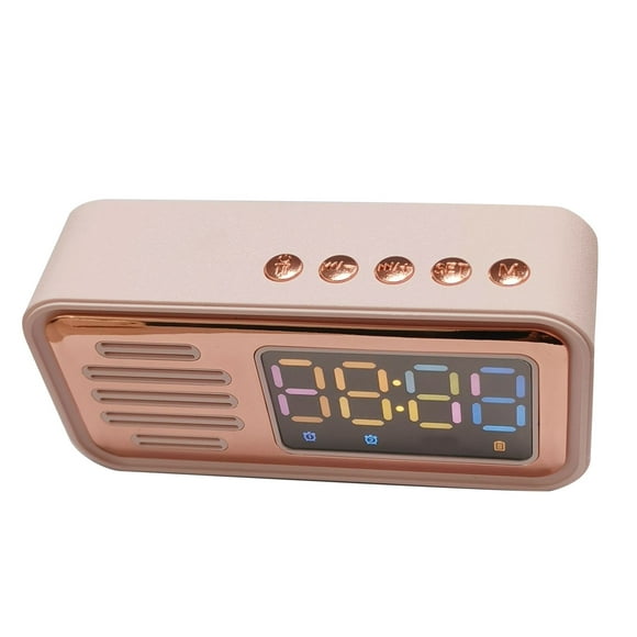 Bluetooth Speaker Portable Innovative Retro Tabletop Alarm Wireless Speaker with LED Color Screen Pink
