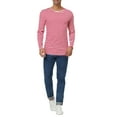 thumbnail image 2 of INSPIRE CHIC Men's T-Shirt Striped Crew Neck Long Sleeve Pullover Top 34 White Red, 2 of 7