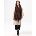thumbnail image 3 of Foulard Femme Chaude Automne Coton Uni avec Pompons / Franges (Café), 3 of 5