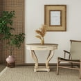 thumbnail image 3 of GZXS Farmhouse Style 31.5" Small Round Dining Table Living Room Wooden Coffee Table with 2 Drawer, Open Shelf and Curved Legs, Natural, 3 of 8