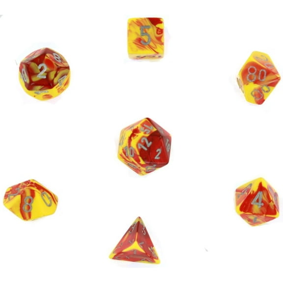 Gemini Polyhedral Red-Yellow W/Silver 7-Die Set