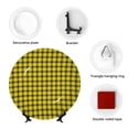 thumbnail image 4 of Balery Yellow Checkered Plaid Print Bone China Decorative Plate Ceramic Dinner Plates Art Crafts with Display Stand-10in, 4 of 6