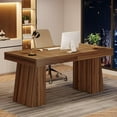 thumbnail image 3 of 55 Inches Executive Desk, Mid-Century Modern Home Office Desk, 3 of 5