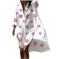thumbnail image 2 of Pisexur Robe à Manches Longues à Col en V Longueur Cheville Mode Femmes Col en V Manches Longues Chemise Imprimée Irrégulière Longue Robe Blouse pour Femmes, 2 of 5