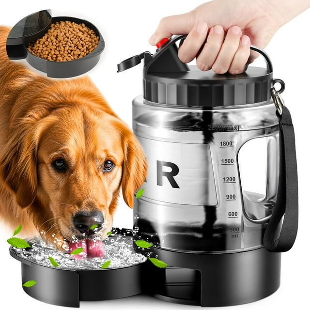 Botella de agua portátil para perros PETNF de 2,3 L, cuenco a prueba de fugas