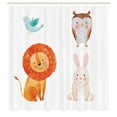 thumbnail image 2 of Ambesonne Animals Shower Curtain, Lion Bird Owl and Bunny, 69"Wx84"L, Seafoam Orange and Brown, 2 of 4