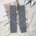 thumbnail image 6 of Ribbed Knit Stretch Ruched Leg Warmer Sleeve for Women Girls Sweet Ribbon Bowknot Loose Leg Cover Solid Footless Socks, 6 of 9