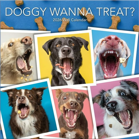 Turner Licensing, Doggy Want A Treat 2026 Wall Calendar, 12'' X 12'', 12-Month Calendar with Stapled Binding