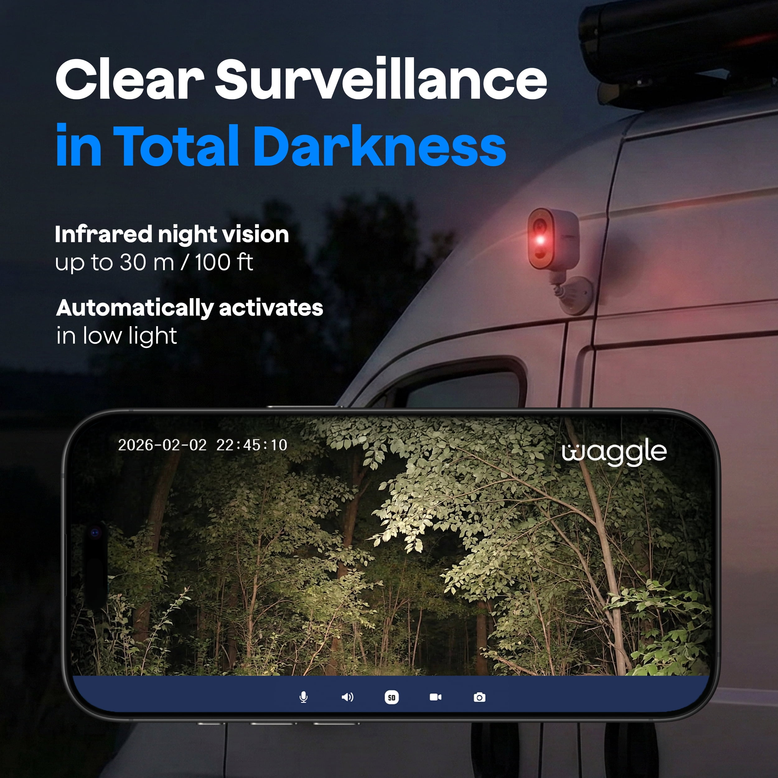 Waggle 4G LTE Security Camera | No WiFi? No Problem | Built-in SIM | Works ANYWHERE Indoor/Outdoor | 2K HD + 9000mAh Battery (60-Day Power) | 2-Way Talk, Night Vision and Siren Alarm