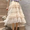 thumbnail image 2 of SHTXOZHI Womens A-Line Long Tulle Skirts High Waist Mesh Tiered Layered Irregular Party Skirt, 2 of 7