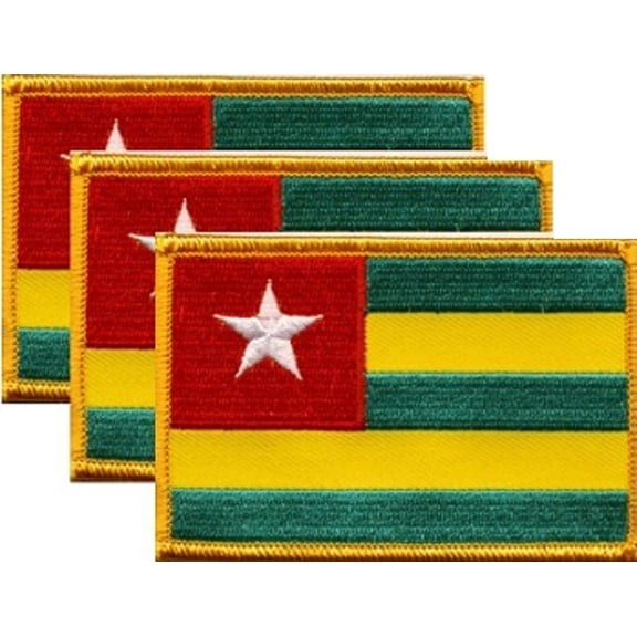 Togo Flag Patch, Embroidered Iron On or Sew On, Measures 3.50" x 2.25"