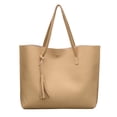 thumbnail image 1 of Women PU Leather Shoulder Bag Large Capacity Tassel Handbag Toto Bag, 1 of 3