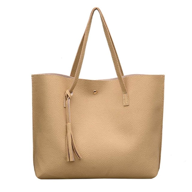 Women PU Leather Shoulder Bag Large Capacity Tassel Handbag Toto Bag